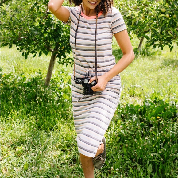 Striped Drawstring T-Shirt Dress - Picture 11 of 12